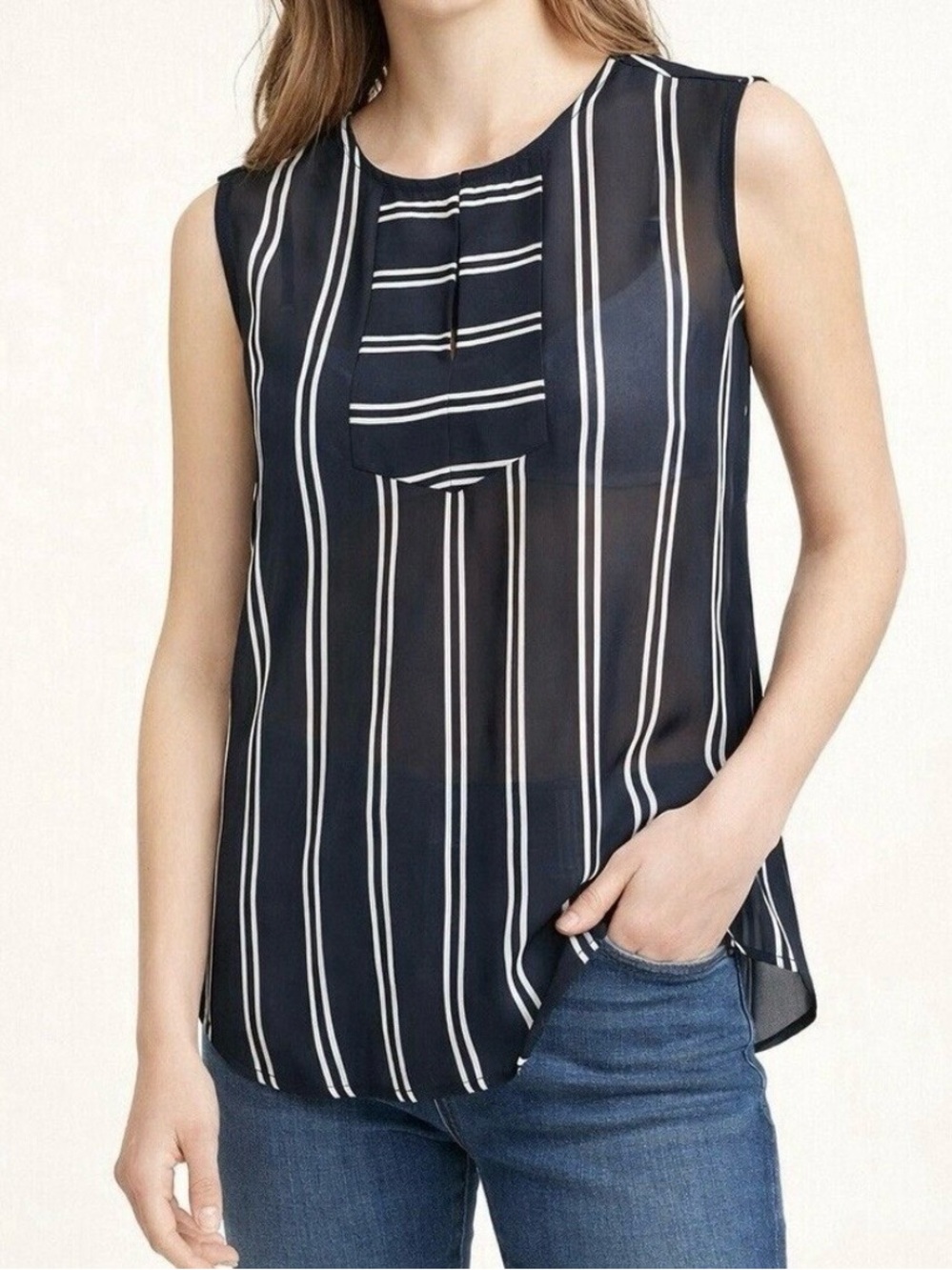 J.Crew Drapey keyhole top in stripe